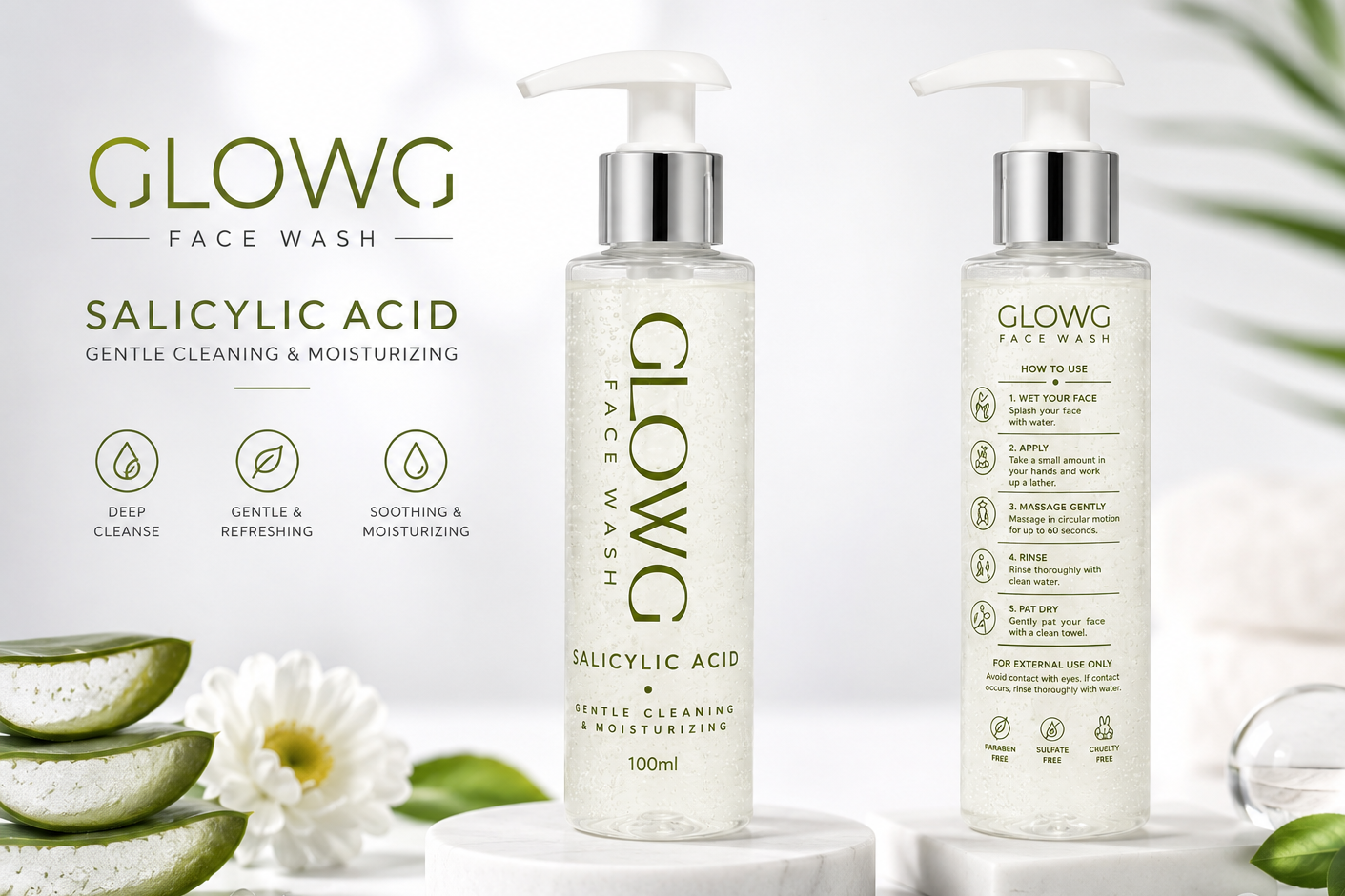 GLOW G Face Wash with Salicylic Acid – Gentle Cleansing & Moisturizing | 100ml